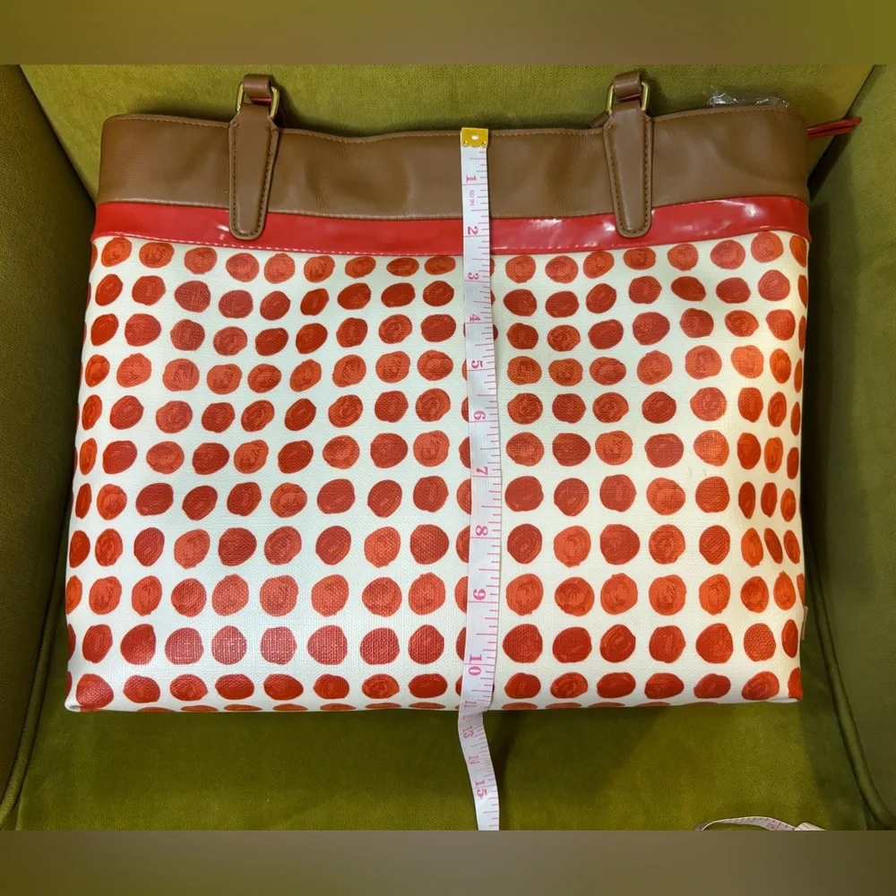 Coach Orange Polka Dot Coated Canvas Tote - Picture 10 of 11